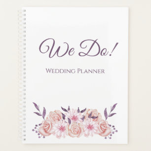 Agenda Flores rosa de color de agua - Boda-planificador