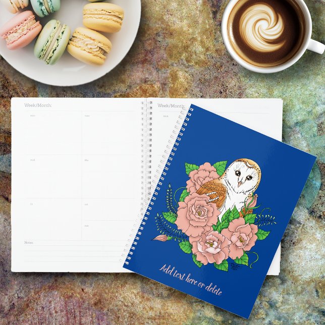 Agenda Flores rosadas de búho barn azul (Subido por el creador)
