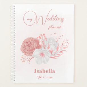 Agenda flores rosadas románticas boda 