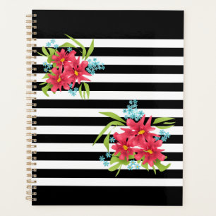 Agenda Flores rosadas sin foco floridas rayas blancas neg