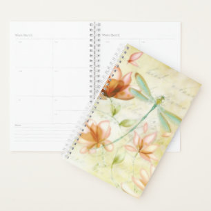 Agenda Flores rosadas y libélula