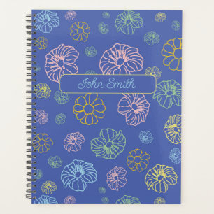 Agenda Flores rosas, amarillas, verdes, azules_ Patrón fl