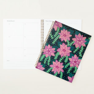 Agenda Flores rosas en negro