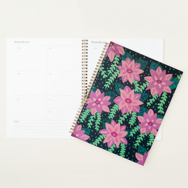 Agenda Flores rosas en negro (Demostración)
