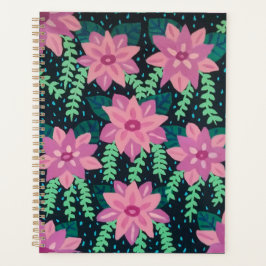 Agenda Flores rosas en negro