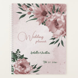 Agenda flores rosas y verdes románticas bodas