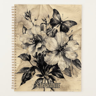 Agenda Flores rústicas y mariposa - Papel de edad (4)