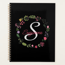 Flores salvajes Flores negras personalizadas monog
