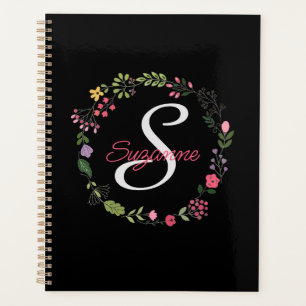 Agenda Flores salvajes Flores negras personalizadas monog