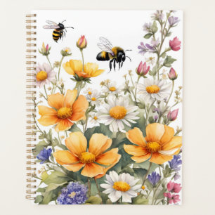 Agenda Flores salvajes y acuarela de abejas melíferas