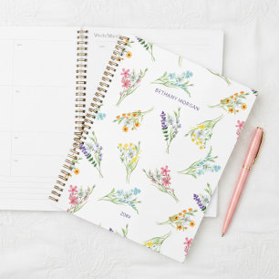 Agenda Flores silvestres de color de agua de bonito perso