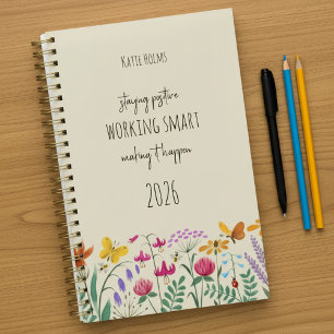 Agenda Flores silvestres Mariposa Abeja Afirmación positi