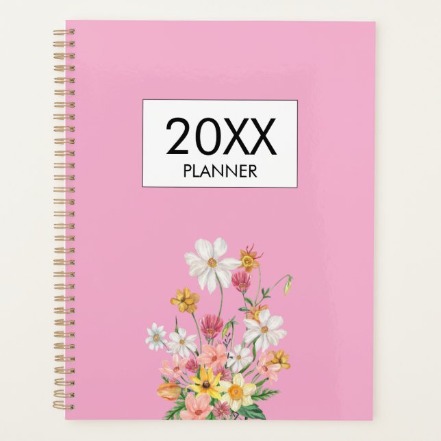 Agenda Flores silvestres rosadas personalizadas (Anverso)