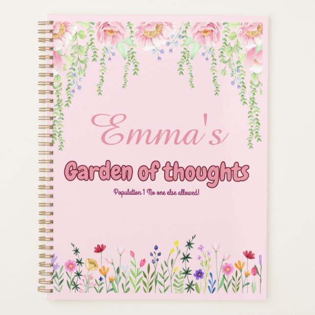 Agenda Flores silvestres rosadas personalizadas Jardín de (Anverso)