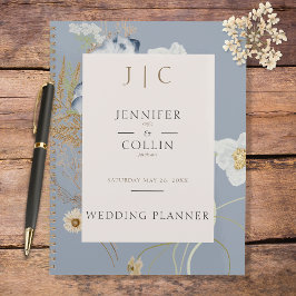 Agenda Flores silvestres rusas monograma azul turbio