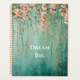 Agenda Flores Soñadas de Rosa y Verde Teal Románticas