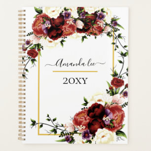 Agenda Flores Terracotta Crema Borgoña floral