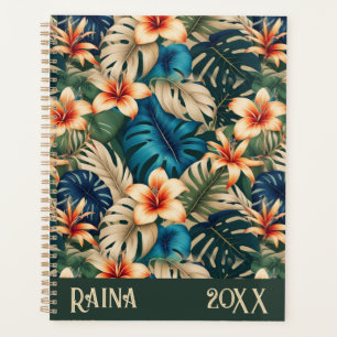 Agenda Flores tropicales con follaje azul y verde