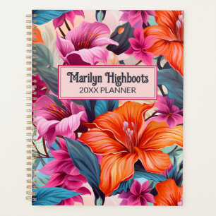 Agenda Flores tropicales rosas y Naranjas