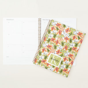 Agenda Flores tropicales y líneas de arte monogramadas