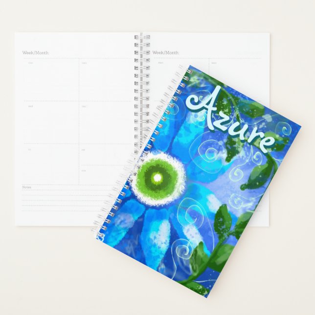 Agenda Flores verdes azules de abstrato floral personaliz (Demostración)