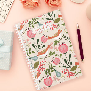 Agenda Flores Vintage Aves Botánico Personalizado