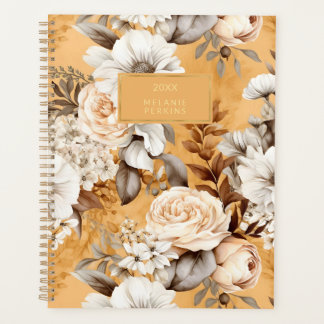Agenda Flores Vintage Floral Golden Cream Watercolor