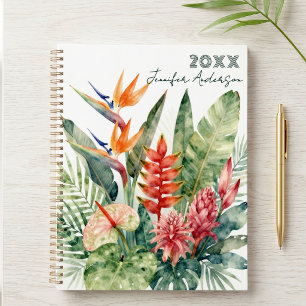 Agenda Flores y Follaje Botánico Tropical Acuarela