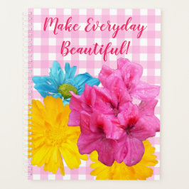 Agenda Flores y Gingham rosa