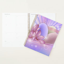 Agenda Flores y huevos en un colorido fondo pastel