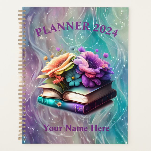 Agenda Flores y libros coloridos (Anverso)