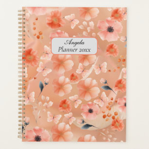 Agenda Flores y mariposas naranjas y de pastas
