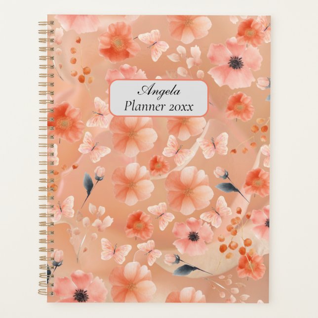 Agenda Flores y mariposas naranjas y de pastas (Anverso)