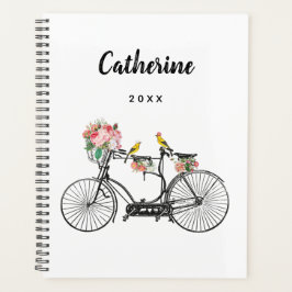 Agenda Flores y pájaros de bicis románticas