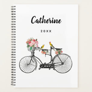 Agenda Flores y pájaros de bicis románticas