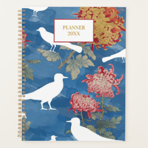 Agenda Flores y pájaros de color azul