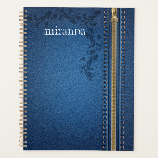 Agenda Flourish Pintado Jeans Denim (Anverso)