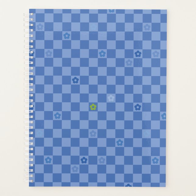 Agenda Flower Checkered Pattern No. 01 - Light Blue (Anverso)