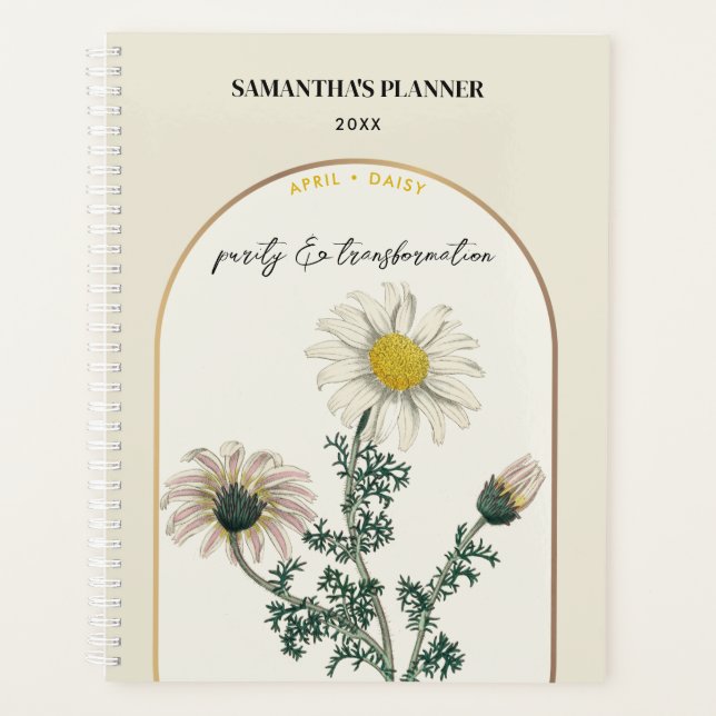 Agenda Flower Flower Personalizadas Mes April Daisy (Anverso)