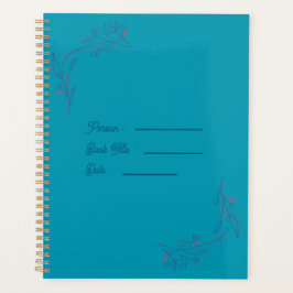 Agenda Flower Outline Book Blue Cover