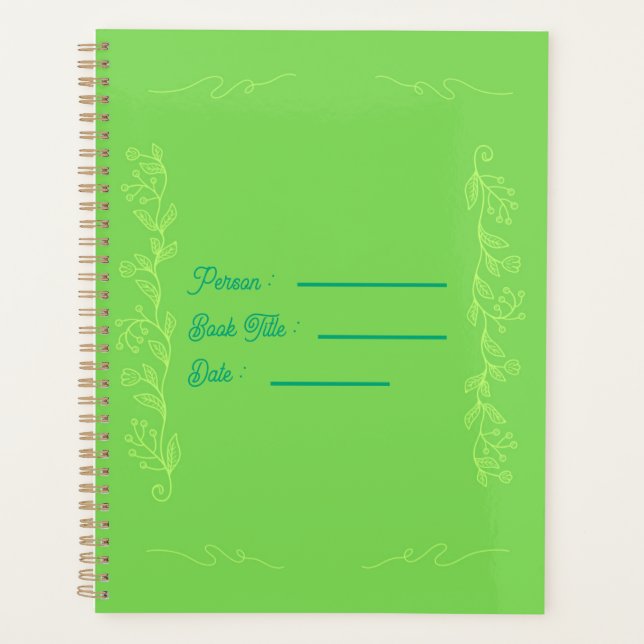 Agenda Flower Outline Book Green Cover (Anverso)