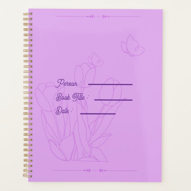 Agenda Flower Outline Book Purple Cover (Anverso)