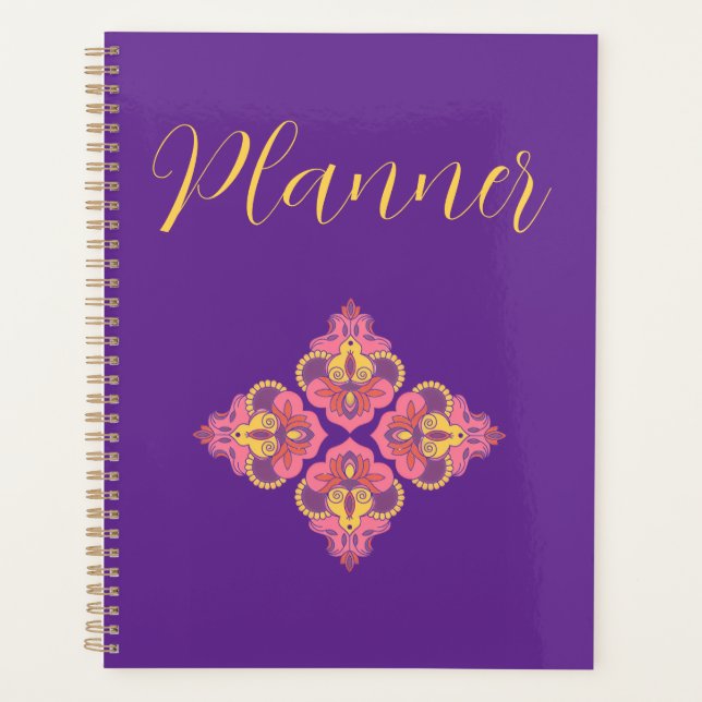 Agenda Flowers on Purple Spiral Photo Notebook (Anverso)