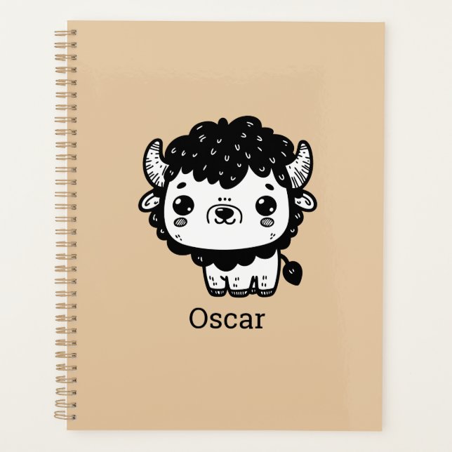 Agenda Fluffy Bison Baby - Kawaii Farm Animal Art (Anverso)