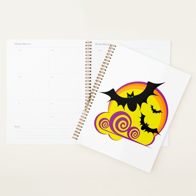 Agenda Flying Bats Halloween Noche Full Moon Swirls (Subido por el creador)