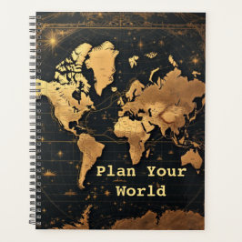 Agenda Foil-Accented World Map | Antique Cartography Gold