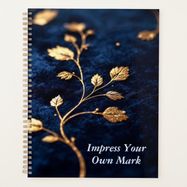Agenda Foil-Embossed Velvet Texture | Luxe Crest on Navy  (Anverso)