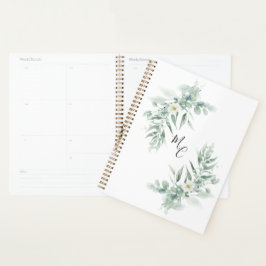 Agenda Follaje verde con monograma personalizado
