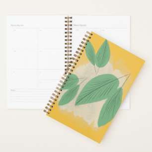 Agenda Fondo de hormigón de hojas verdes Amarillo