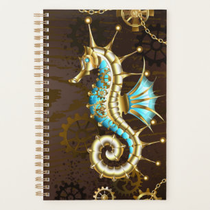 Agenda Fondo de madera con caballito de mar mecánico